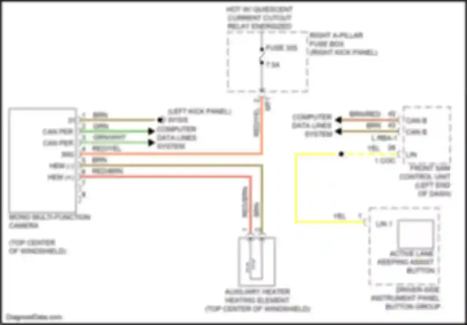 Wiring diagram auxiliary heater heating element for Mercedes-Benz GLC-class X253 (2015-2019) (1 of 2)