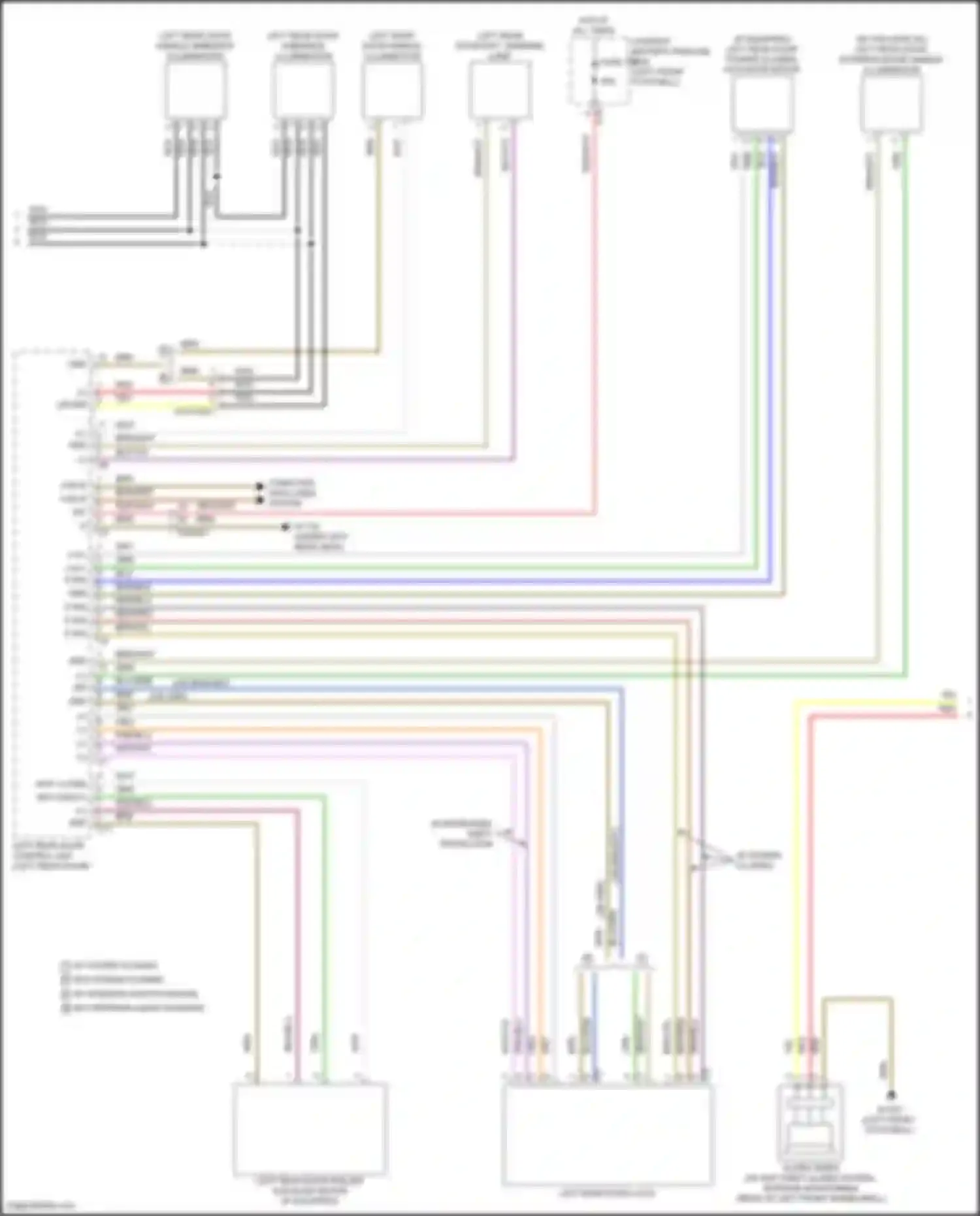 Wiring diagram left rear door exit, warning lamp for Mercedes-Benz GLE-class Coupe C167 (2019-2023) (1 of 3)