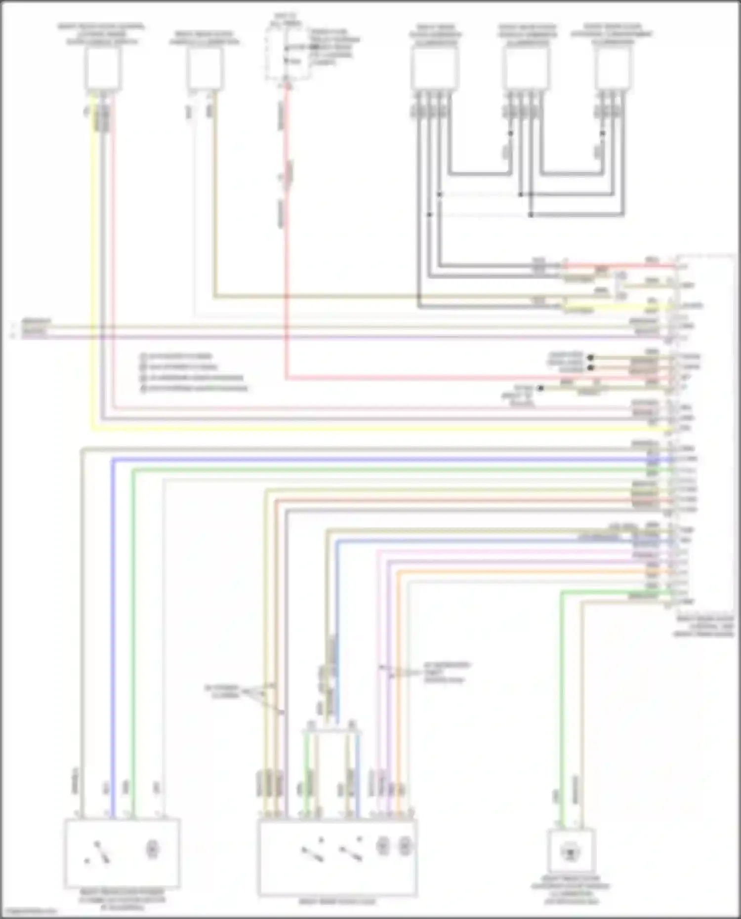 Wiring diagram right rear door central locking inside door handle switch for Mercedes-Benz GLE-class Coupe C167 (2019-2023) (1 of 2)