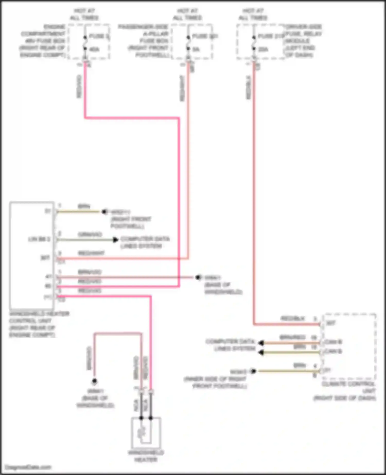 Wiring diagram windshield heater control unit for Mercedes-Benz GLE-class Coupe C167 (2019-2023) (4 of 6)