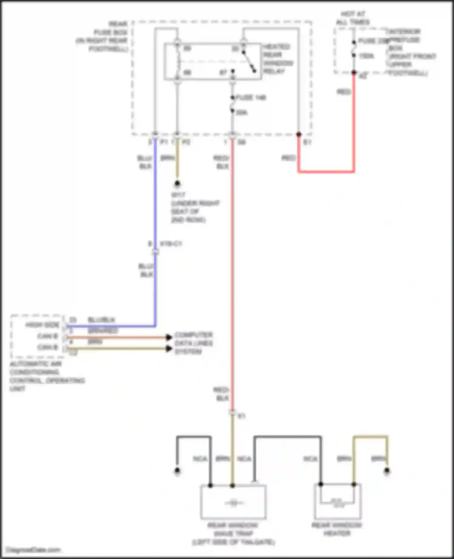 Wiring diagram automatic air conditioning control, operating unit for Mercedes-Benz GLE-class Coupe C292 (2015-2019) (7 of 8)