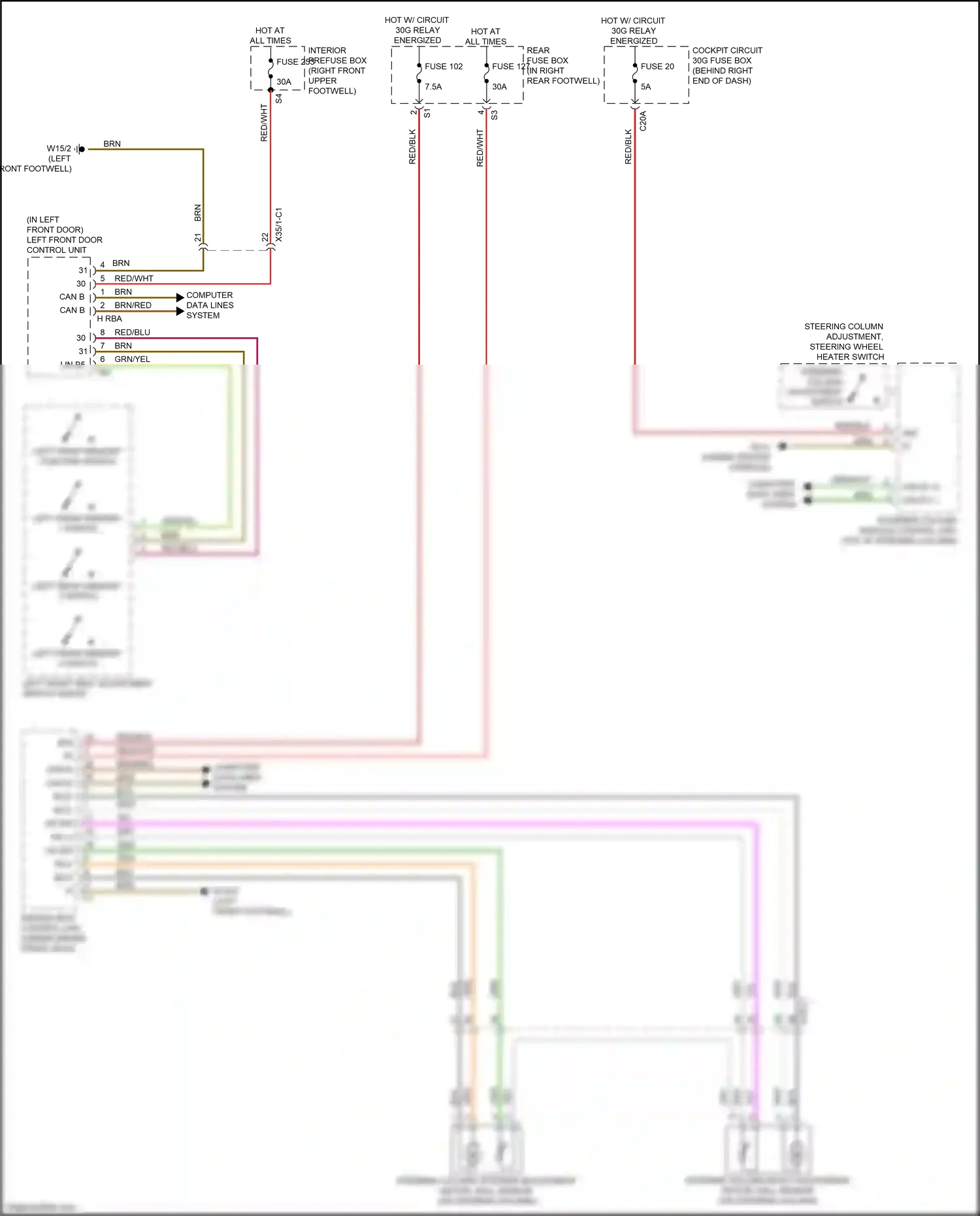 Mercedes-Benz GLE-class Coupe C292 (2015-2019) left front memory 3 switch wiring diagram  (3 of 3)