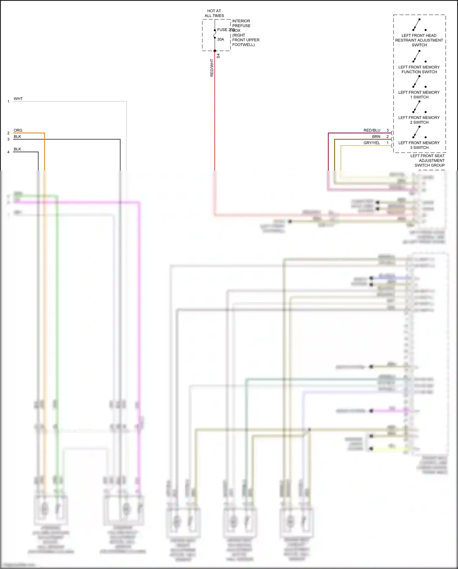 Mercedes-Benz GLE-class Coupe C292 (2015-2019) left front memory 3 switch wiring diagram  (1 of 3)