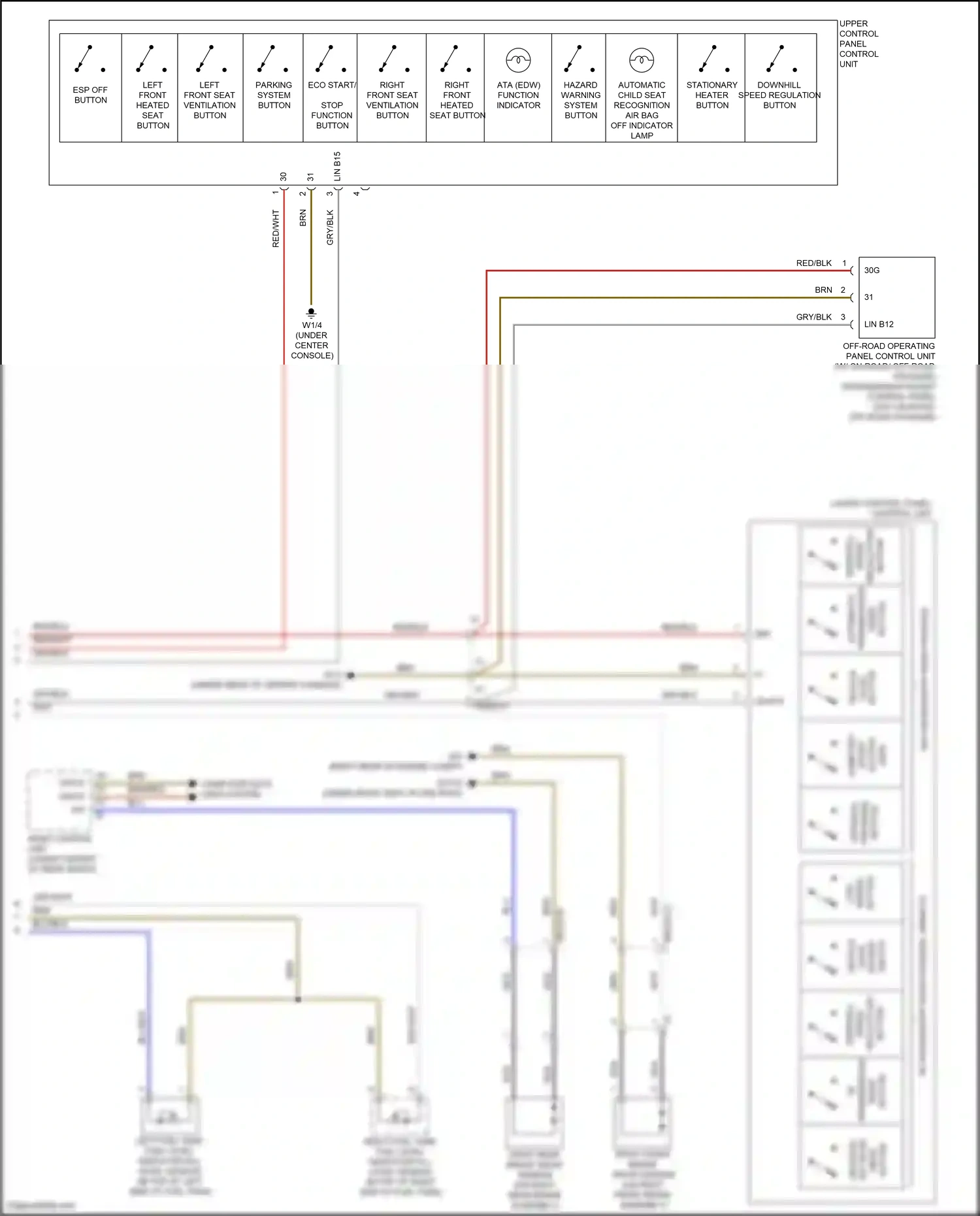 Mercedes-Benz GLE-class Coupe C292 (2015-2019) lower control panel control unit wiring diagram  (6 of 8)