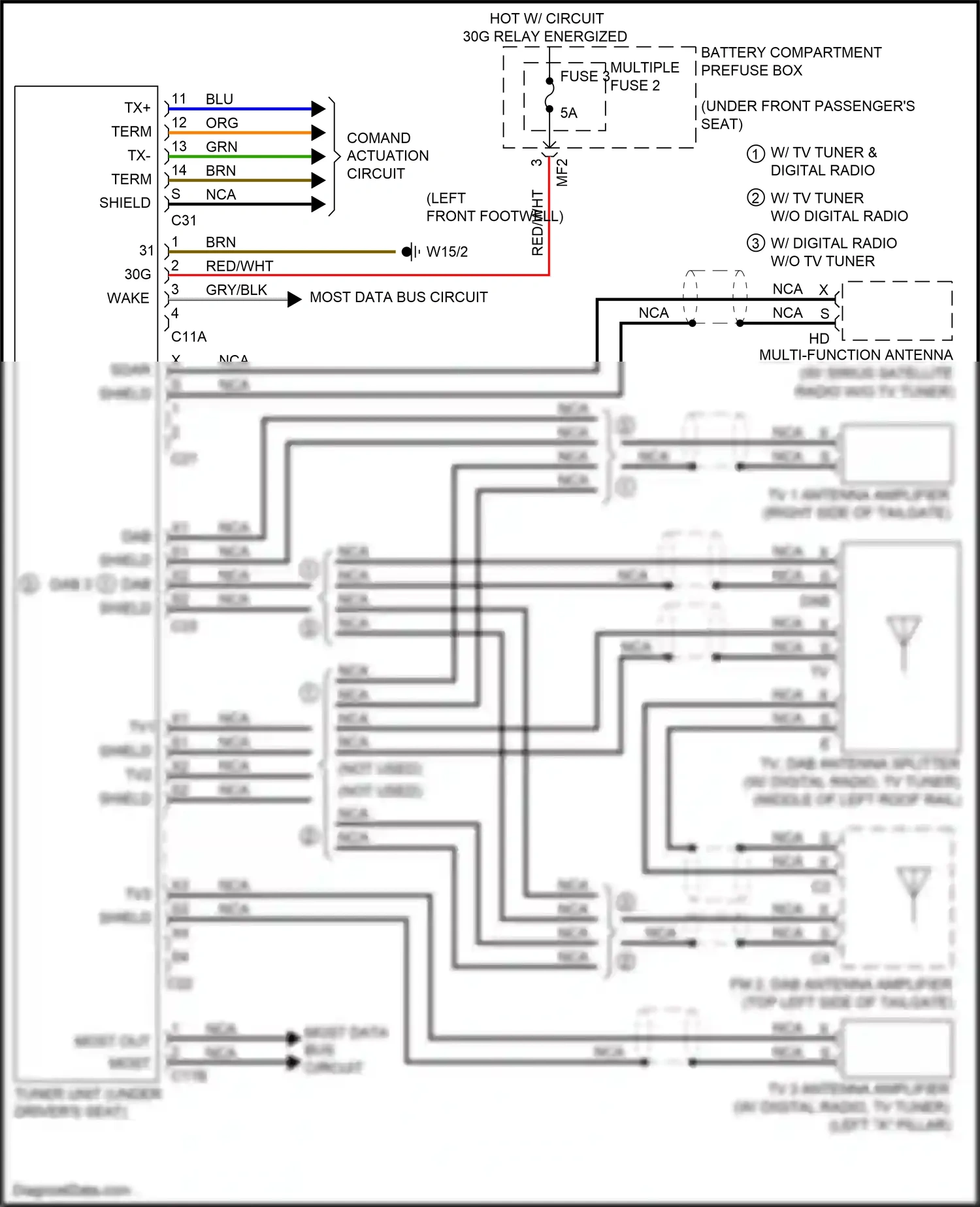 Mercedes-Benz GLE-class Coupe C292 (2015-2019) multi-function antenna wiring diagram  (5 of 5)