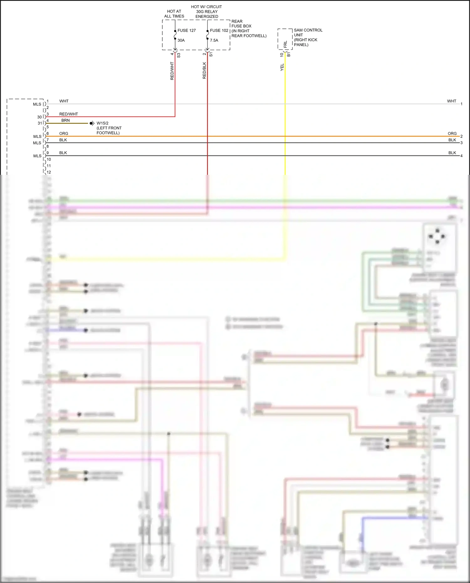 Wiring diagram w/ massage function w/o massage function for Mercedes-Benz GLE-class Coupe C292 (2015-2019) (1 of 2)