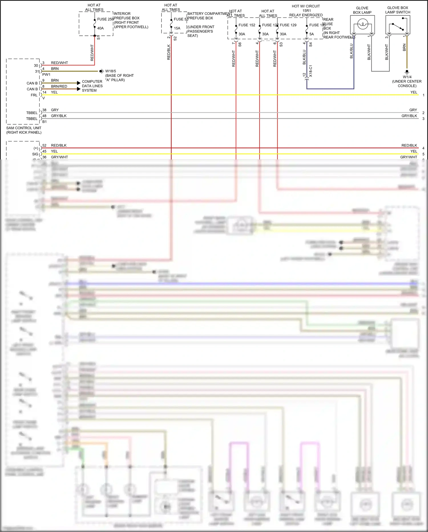 Mercedes-Benz GLE-class W166 (2015-2018) interior lamp automatic function switch wiring diagram  (1 of 2)