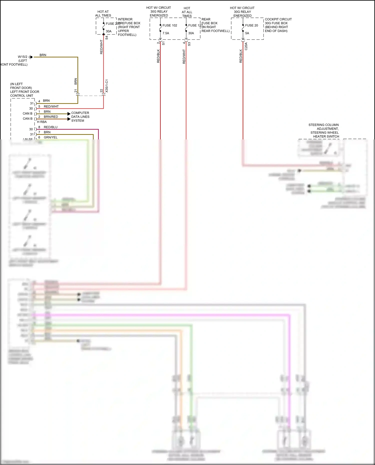Mercedes-Benz GLE-class W166 (2015-2018) left front memory function switch wiring diagram  (3 of 3)