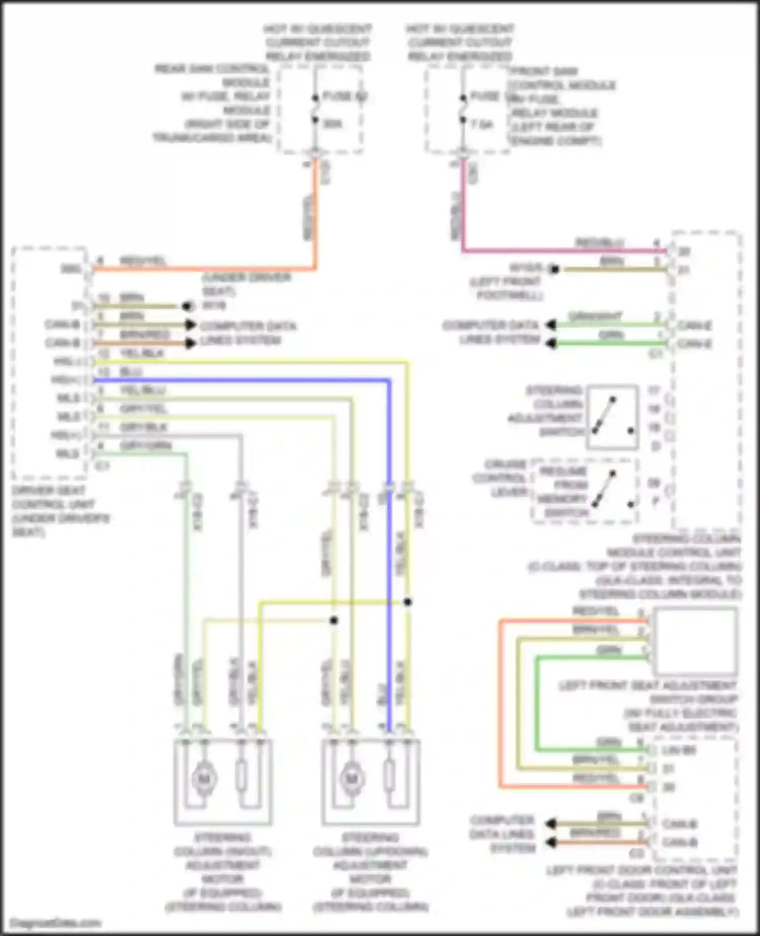 GLK-class Mercedes-Benz X204 facelift (2012-2015): Steering column memory circuit