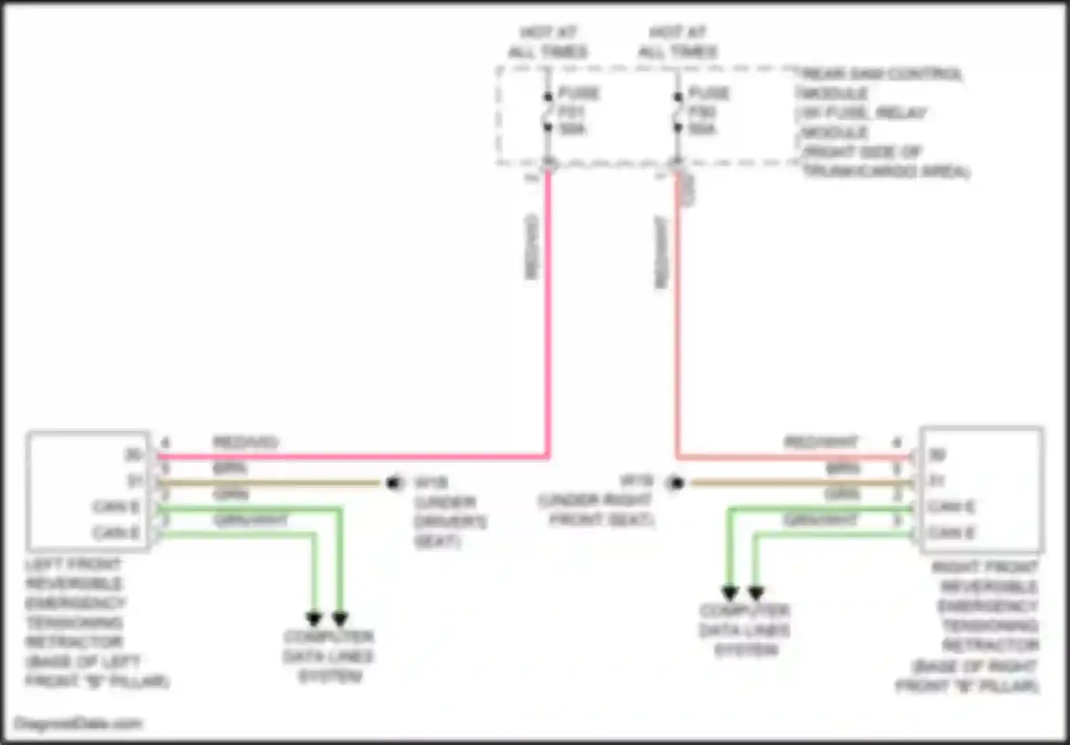 GLK-class Mercedes-Benz X204 facelift (2012-2015): Emergency seat belt tensioners circuit