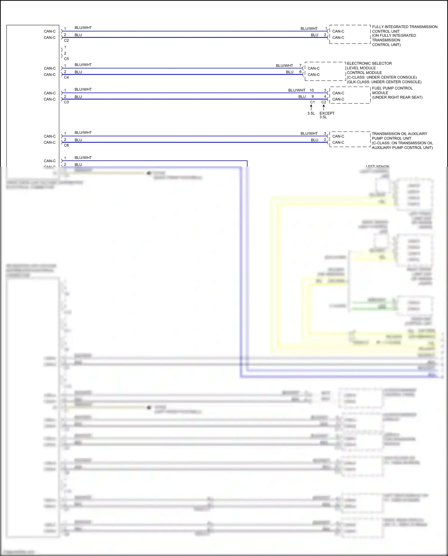 Mercedes-Benz GLK-class X204 facelift (2012-2015) electronic selector level module control module wiring diagram  (1 of 1)