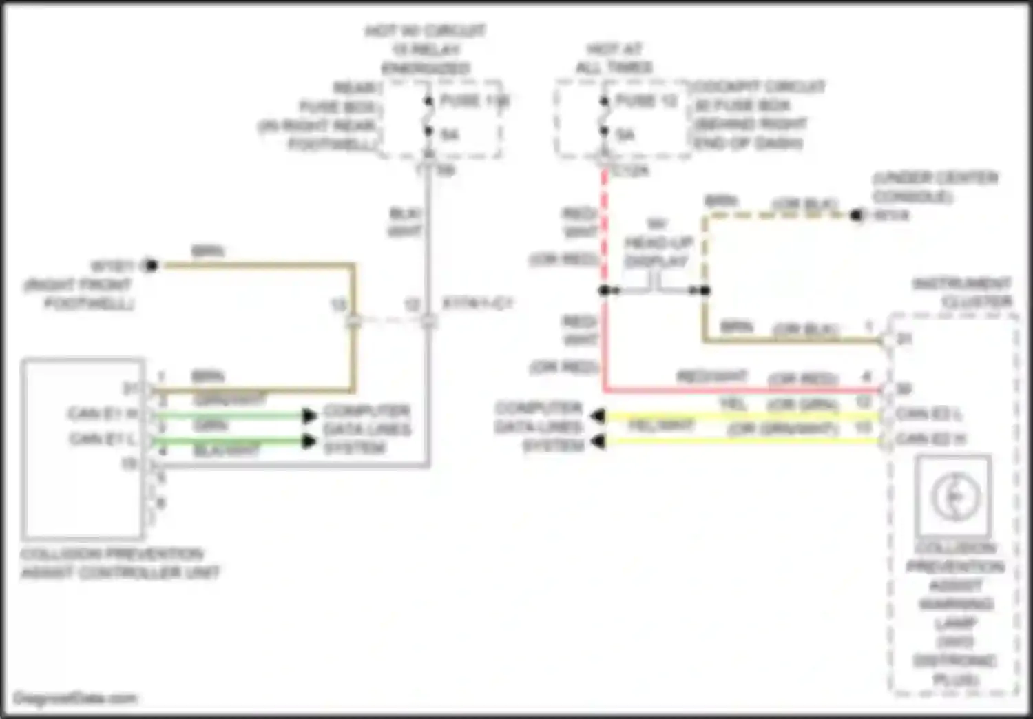Wiring diagram collision prevention assist warning lamp for Mercedes-Benz GLS-class X166 (2015-2019) (1 of 2)