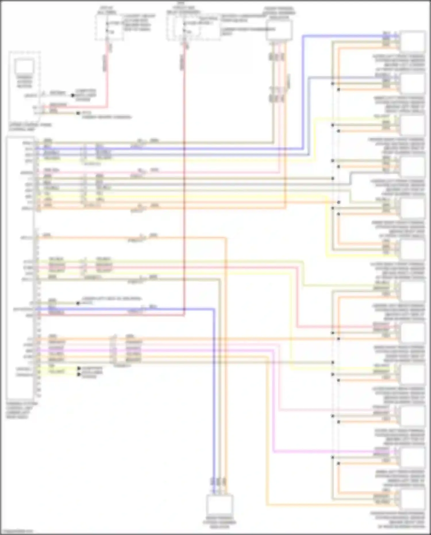 Wiring diagram parking system control unit for Mercedes-Benz GLS-class X166 (2015-2019) (2 of 2)