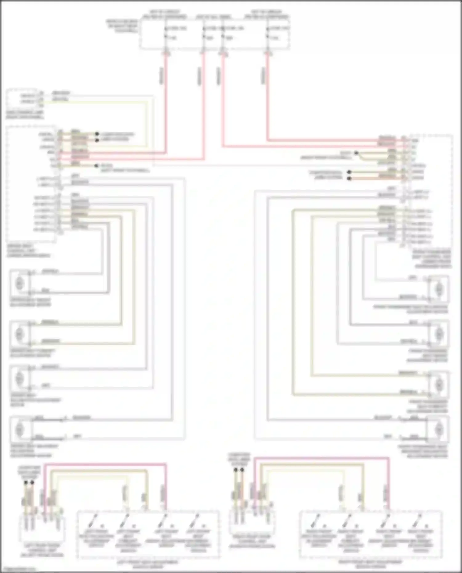 Wiring diagram right front seat adjustment switch group for Mercedes-Benz GLS-class X166 (2015-2019) (3 of 3)