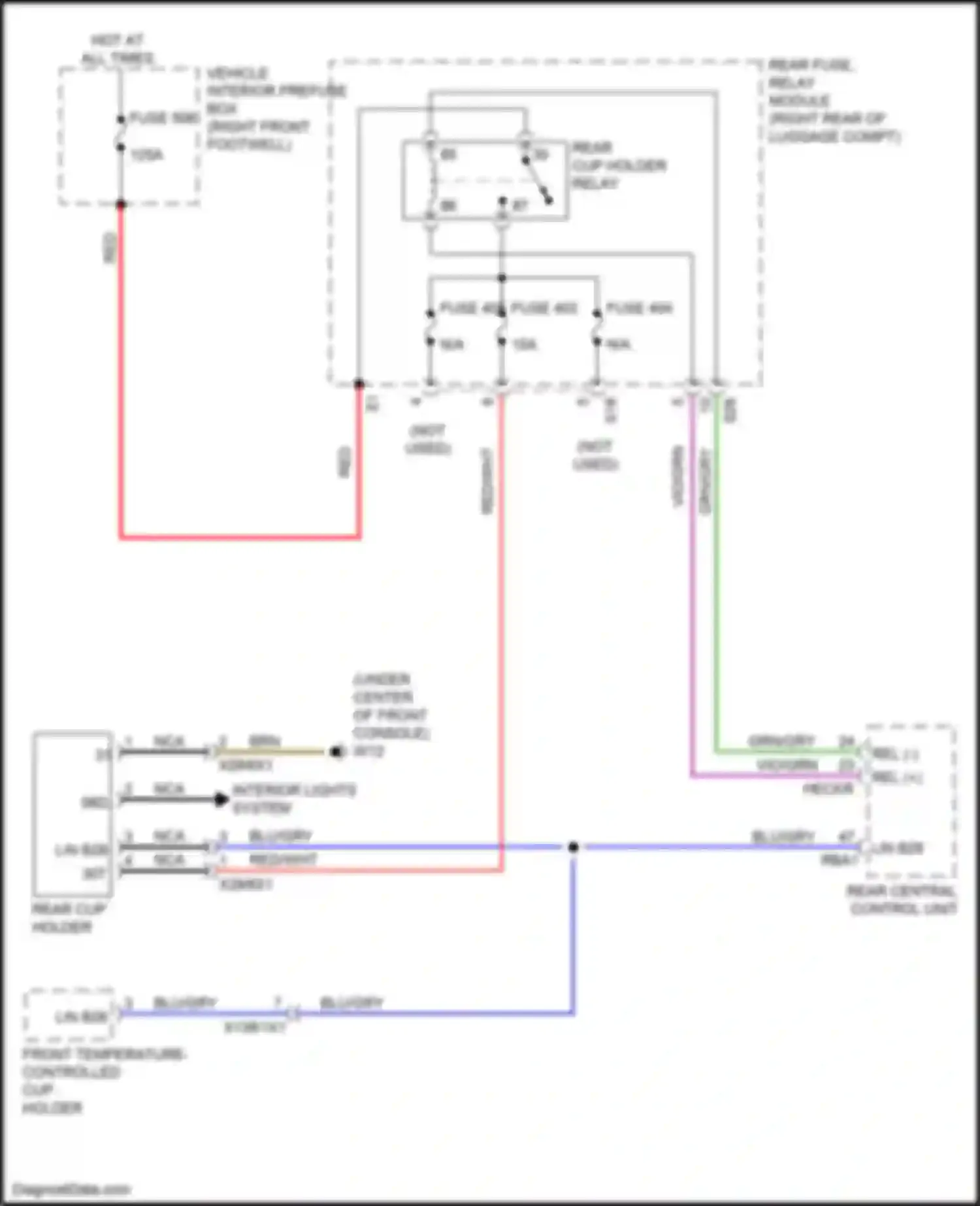 GLS-class Mercedes-Benz X167 (2019-2023): Rear cup holder circuit
