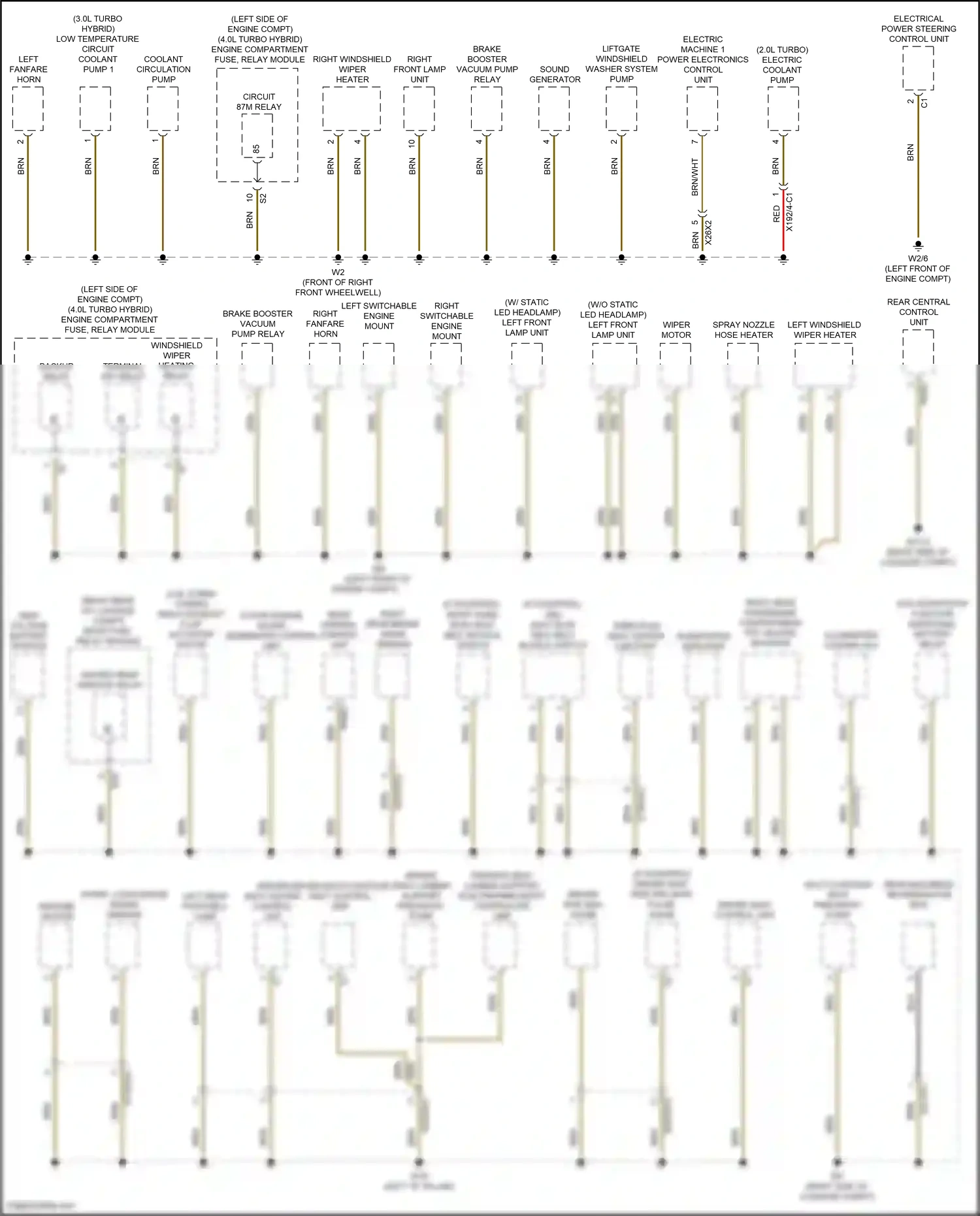 Mercedes-Benz Maybach GLS-class X167 (2019-2023) left switchable engine mount wiring diagram  (1 of 2)