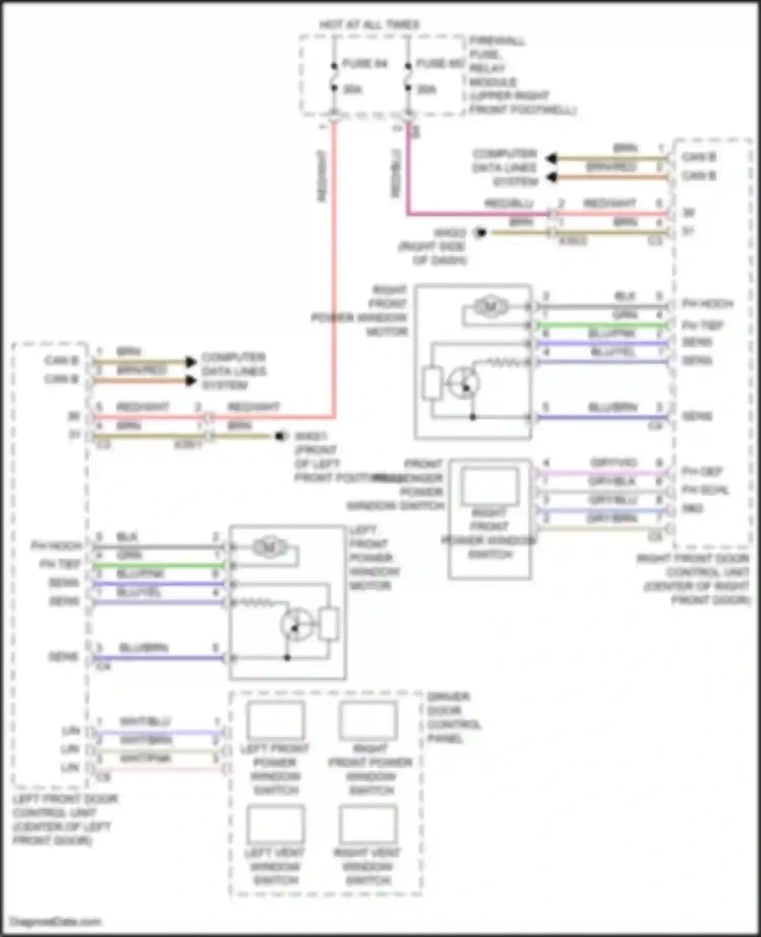 Wiring diagram left vent window switch for Mercedes-Benz Metris W447 (2015-2024) (1 of 1)