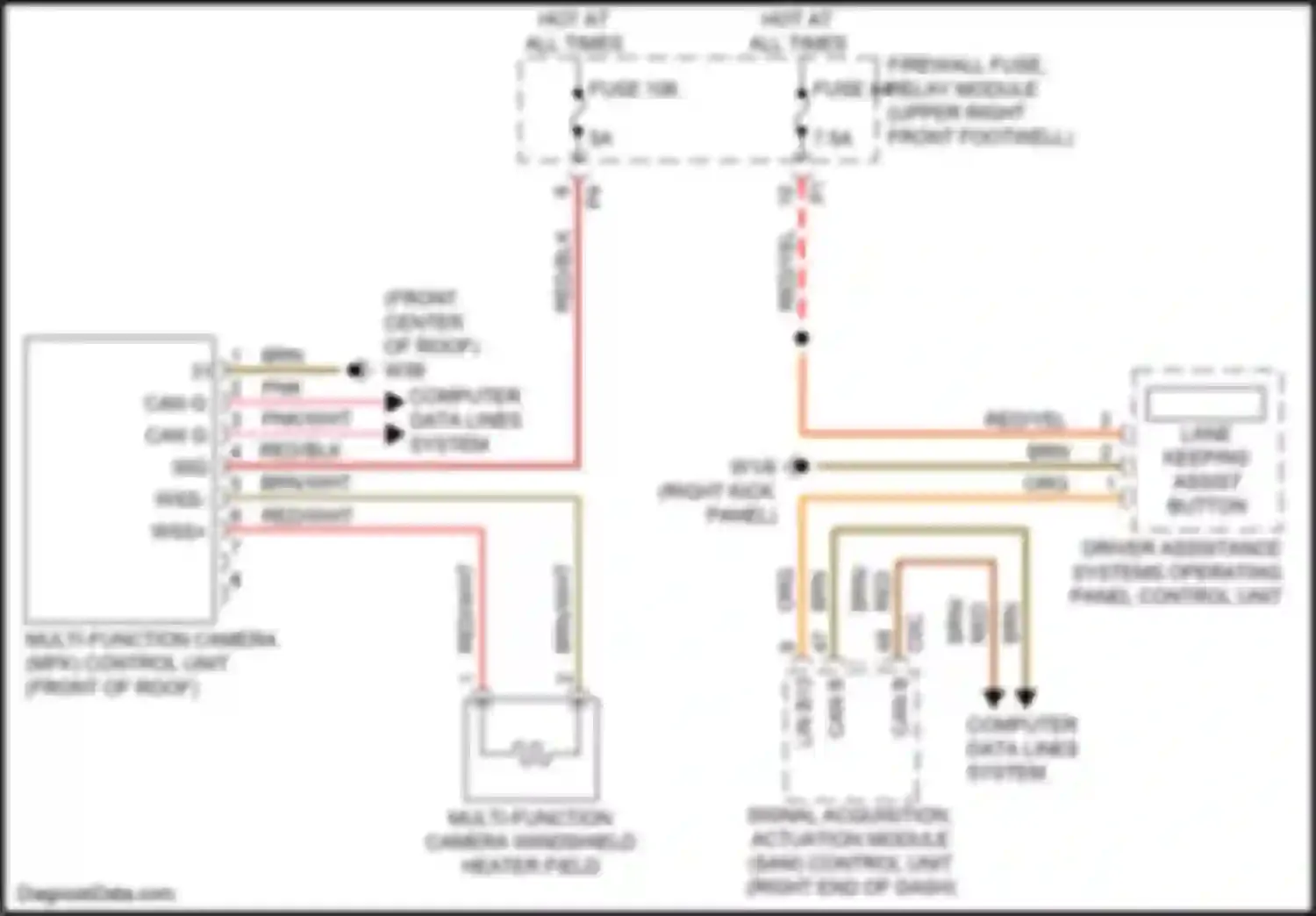 Wiring diagram multi-function camera windshield heater field for Mercedes-Benz Metris W447 (2015-2024) (1 of 1)