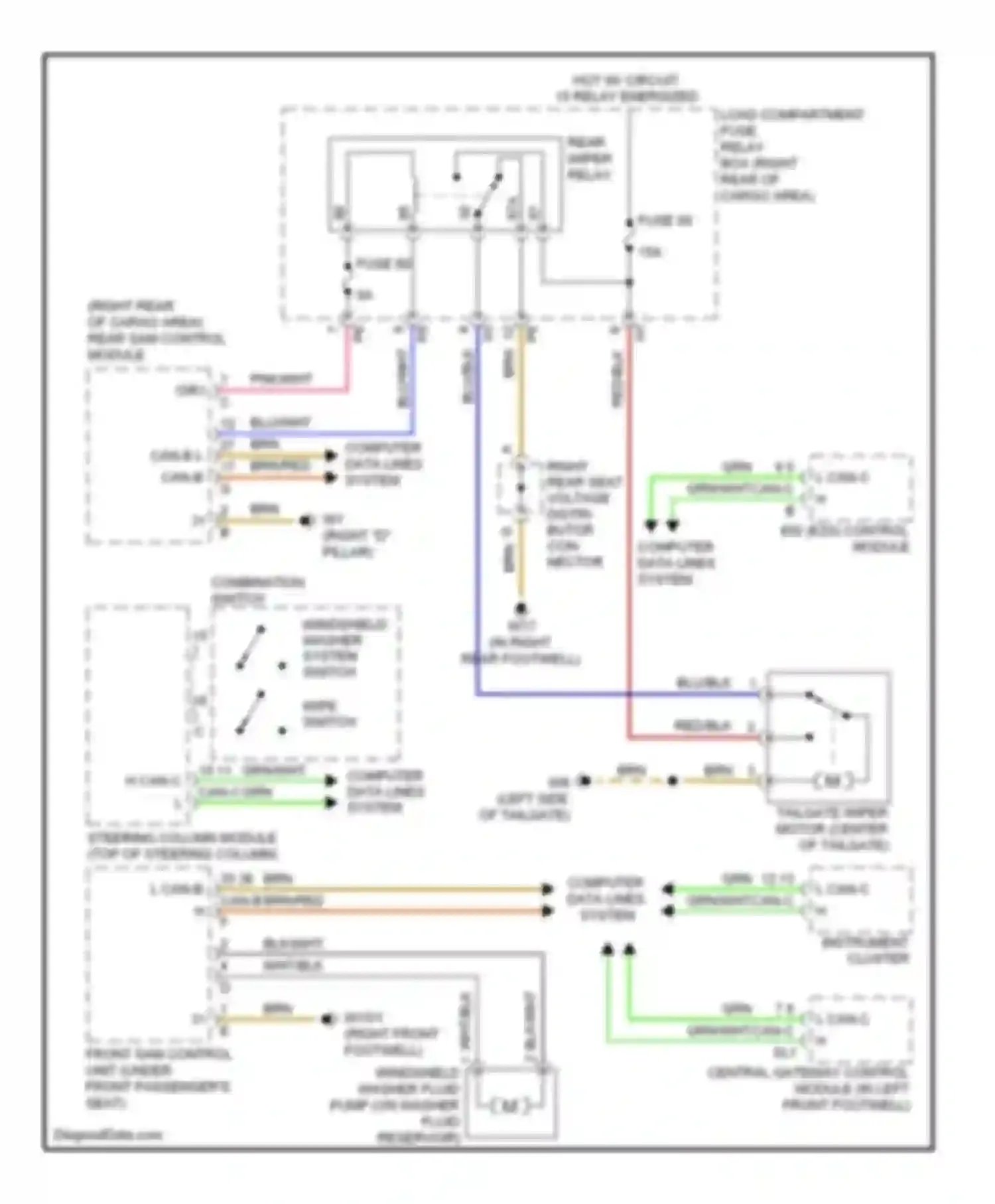 R-class Mercedes-Benz W251 facelift (2007-2010): Rear wiper/washer circuit