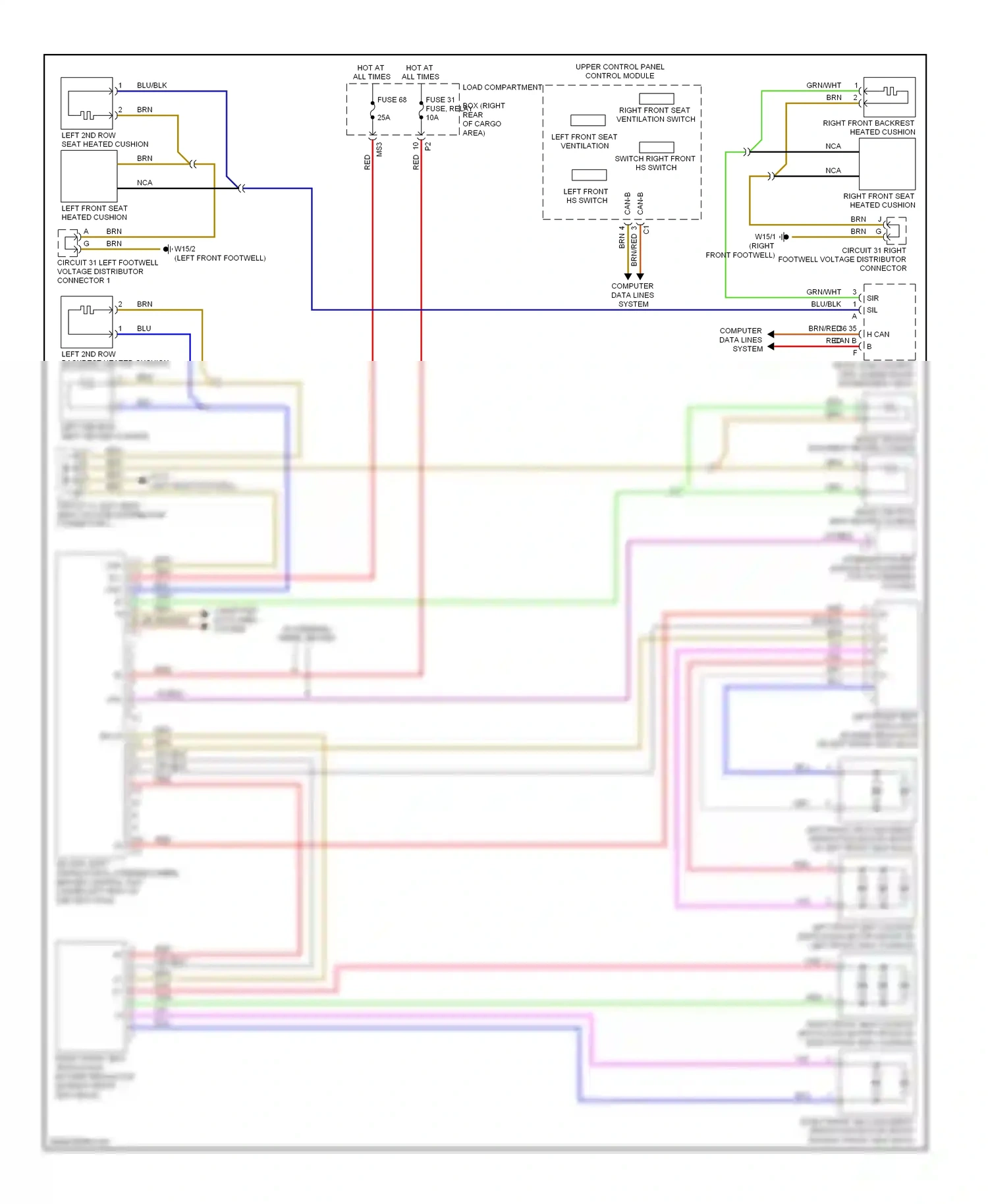 Mercedes-Benz R-class W251 facelift (2007-2010) upper control panel control module wiring diagram  (7 of 7)