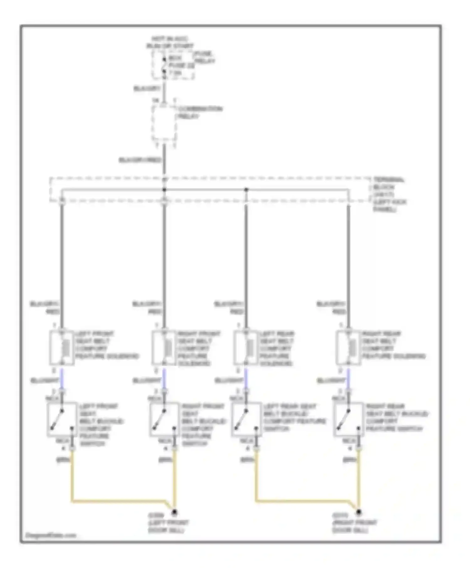 S-class Mercedes-Benz W140 facelift (1994-1999): Seat belt comfort feature circuit, sedan