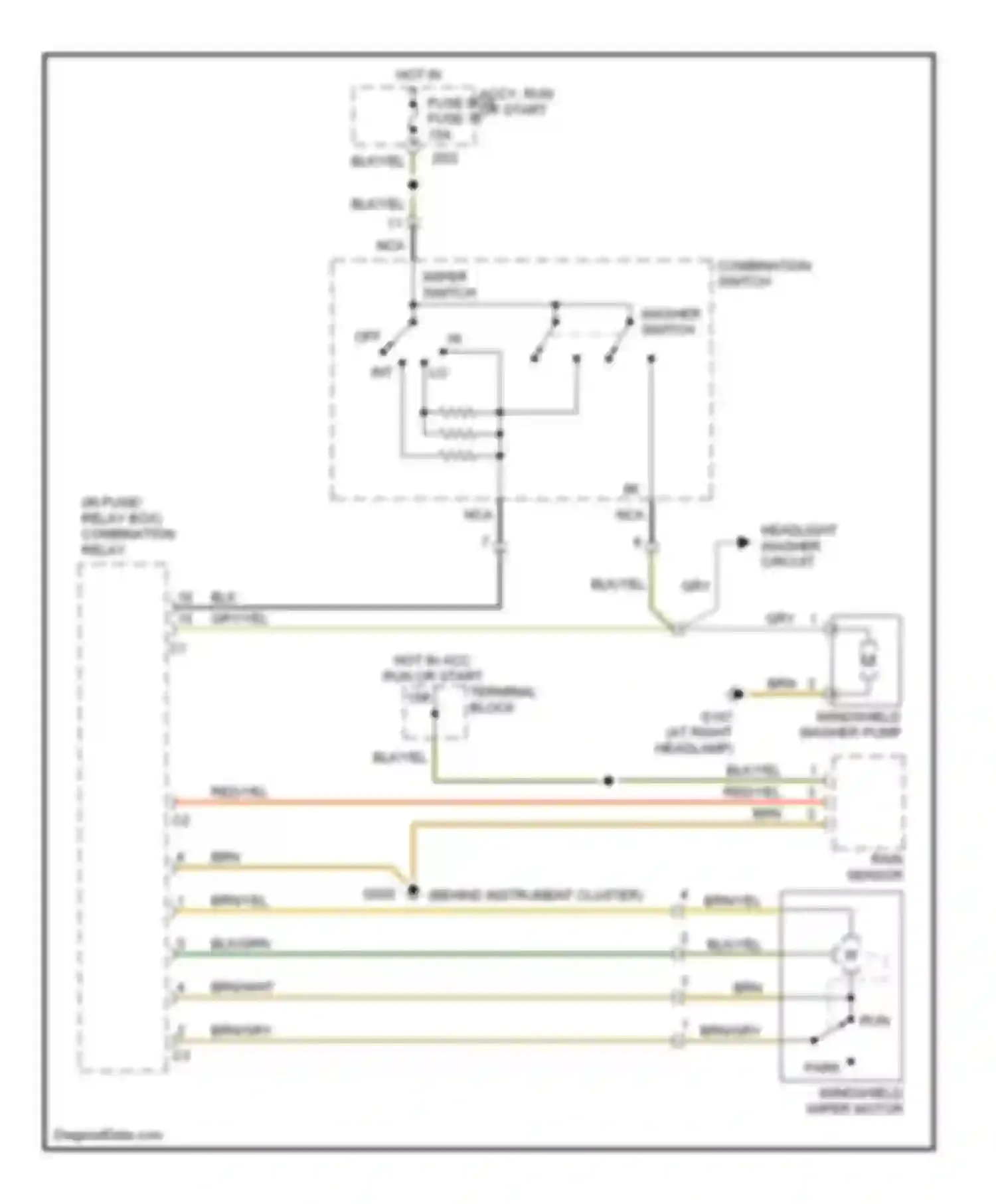 S-class Mercedes-Benz W140 facelift (1994-1999): Front wiper/washer circuit