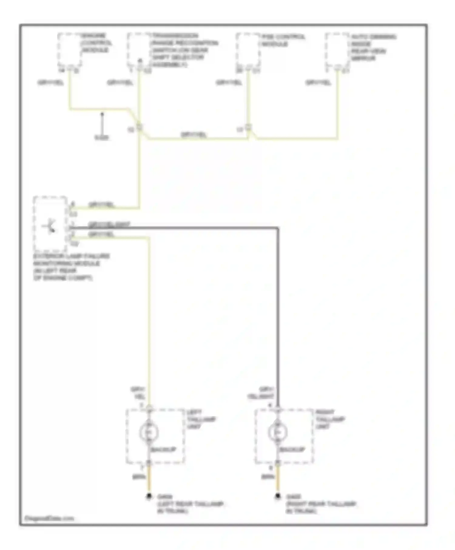 Wiring diagram auto dimming inside rear-view mirror for Mercedes-Benz S-class W140 facelift (1994-1999) (1 of 2)