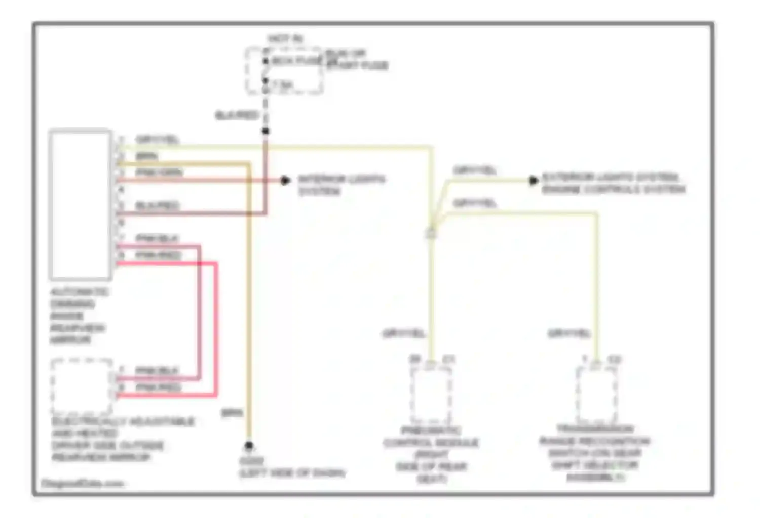 Wiring diagram electrically adjustable and heated driver-side outside rearview mirror for Mercedes-Benz S-class W140 facelift (1994-1999) (1 of 1)
