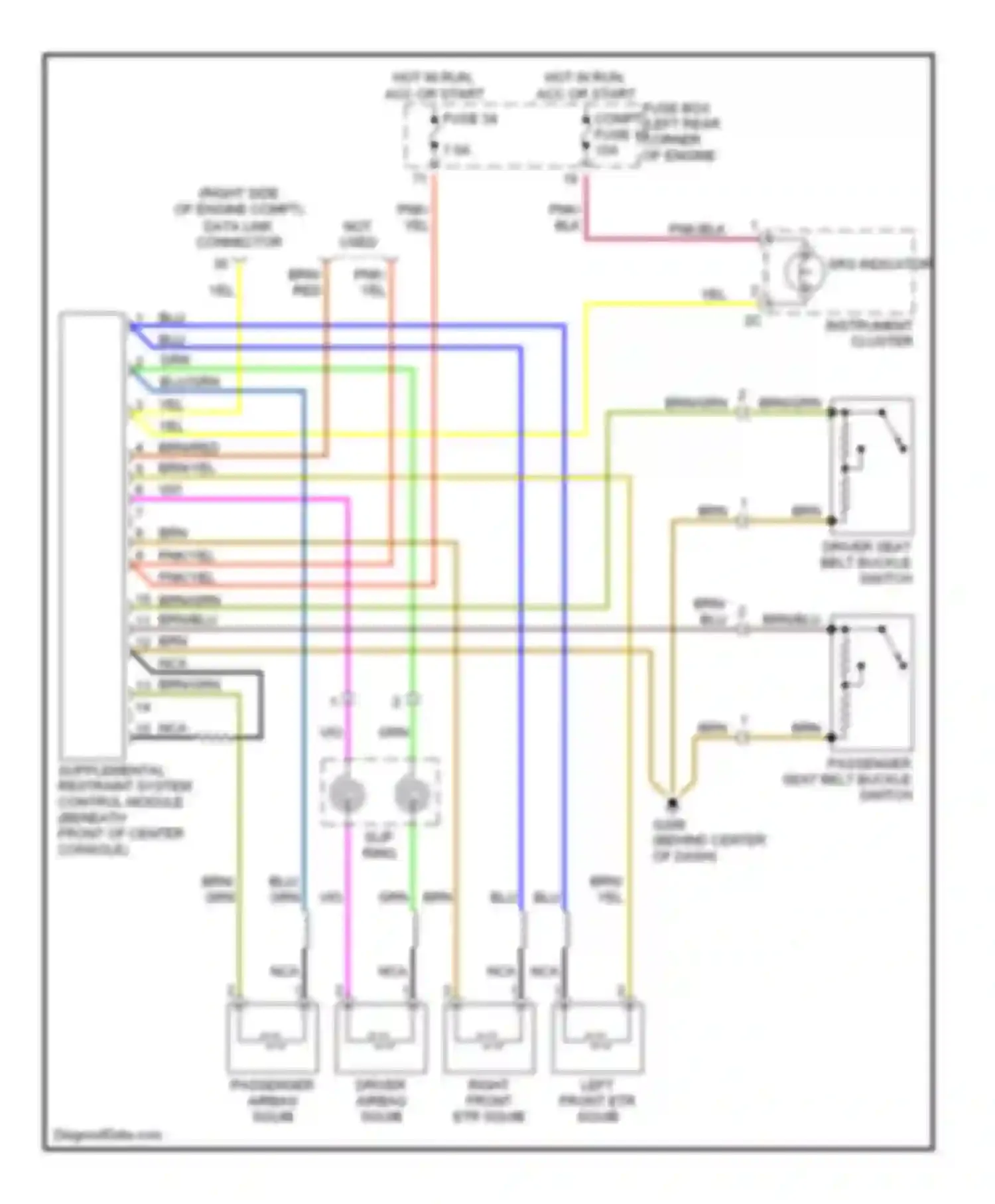 Wiring diagram left front etr squib for Mercedes-Benz S-class W140 facelift (1994-1999) (1 of 1)
