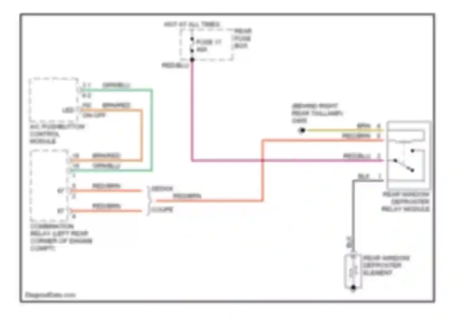 Wiring diagram rear window defroster element for Mercedes-Benz S-class W140 facelift (1994-1999) (1 of 1)