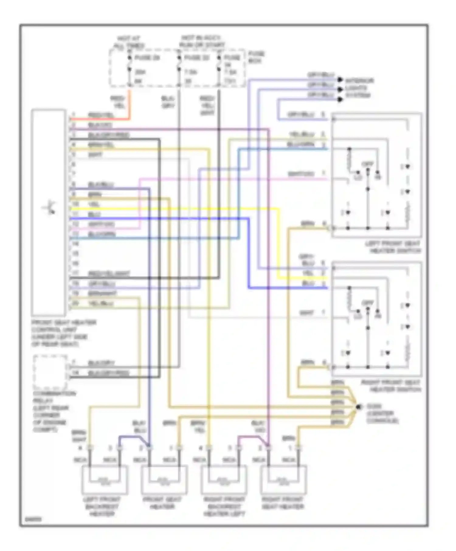 Wiring diagram right front backrest heater left front seat heater for Mercedes-Benz S-class W140 facelift (1994-1999) (1 of 1)