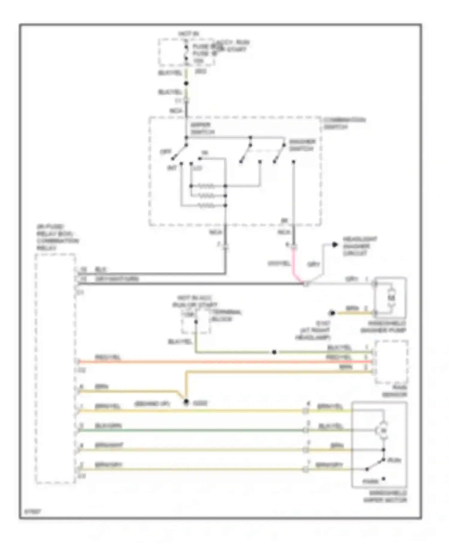 S-class Mercedes-Benz W140 (1991-1998): Front wiper/washer circuit