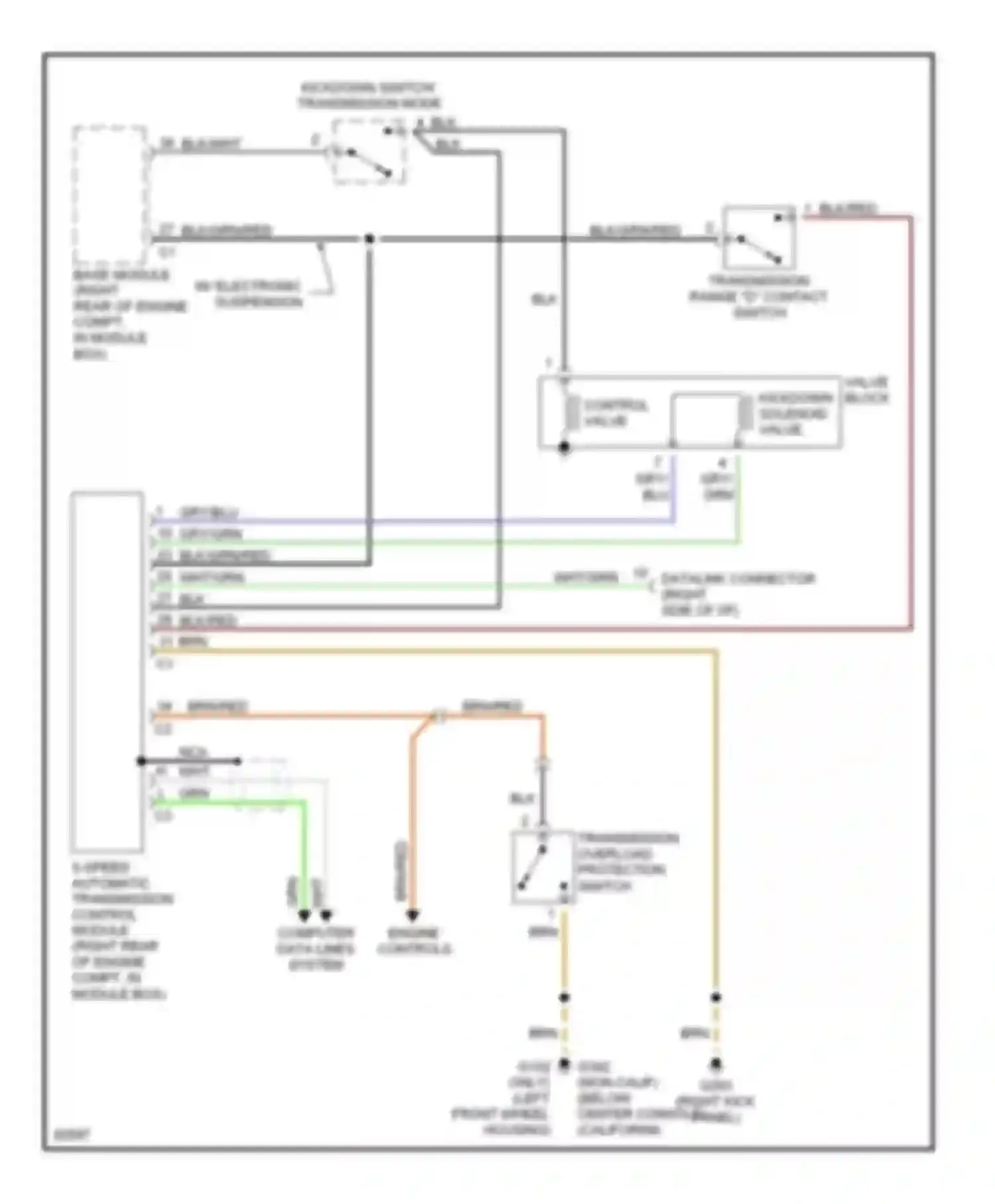 Wiring diagram kickdown switch/ transmission mode for Mercedes-Benz S-class W140 (1991-1998) (1 of 1)