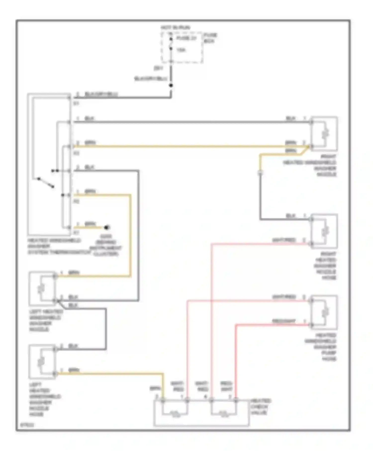 Wiring diagram left heated windshield washer nozzle hose for Mercedes-Benz S-class W140 (1991-1998) (1 of 1)