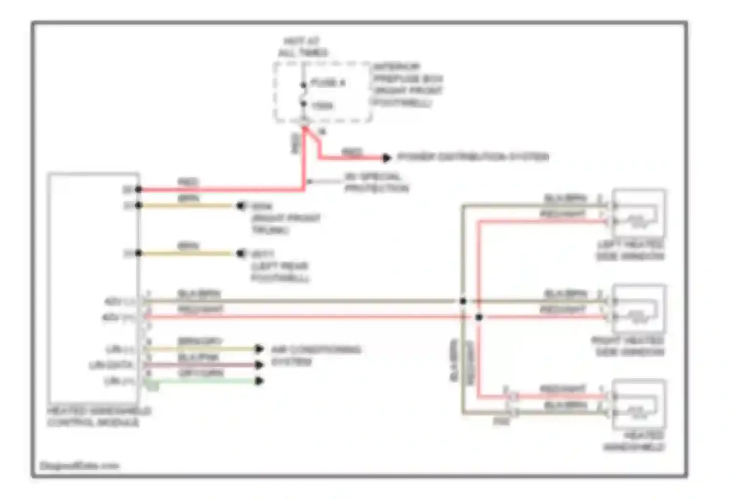 Wiring diagram left heated side window for Mercedes-Benz S-class W221 facelift (2009-2013) (1 of 1)