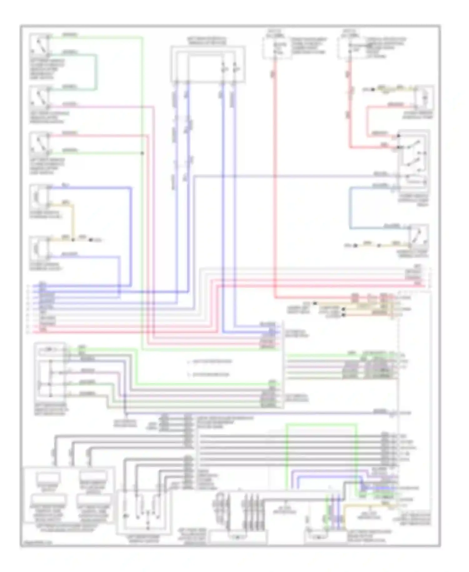 Wiring diagram left rear power window, side window roller blind switch for Mercedes-Benz S-class W221 facelift (2009-2013) (1 of 2)