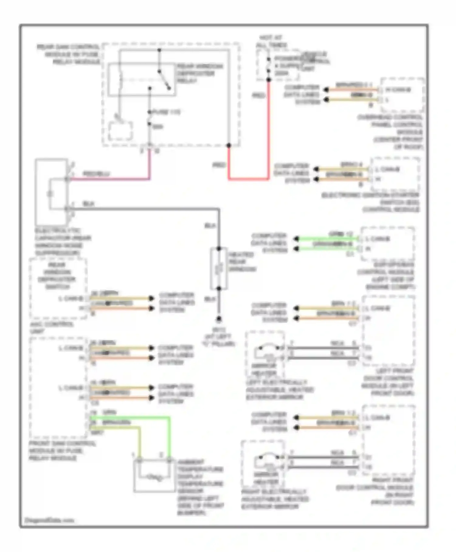 S-class Mercedes-Benz W221 (2005-2009): Rear defogger circuit