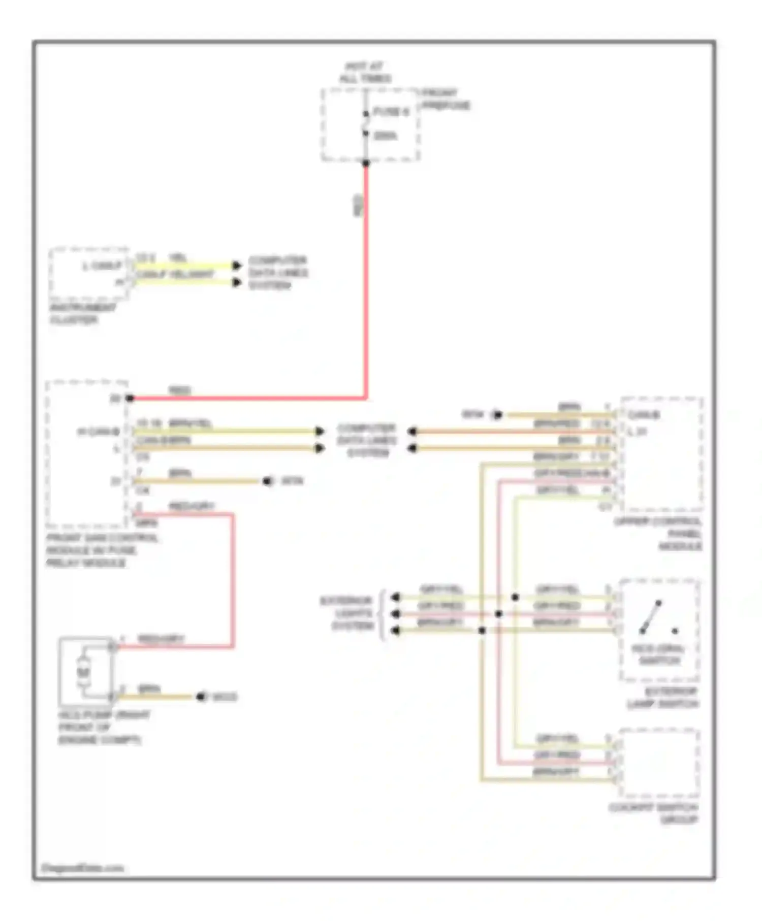 S-class Mercedes-Benz W221 (2005-2009): Headlamp washer circuit