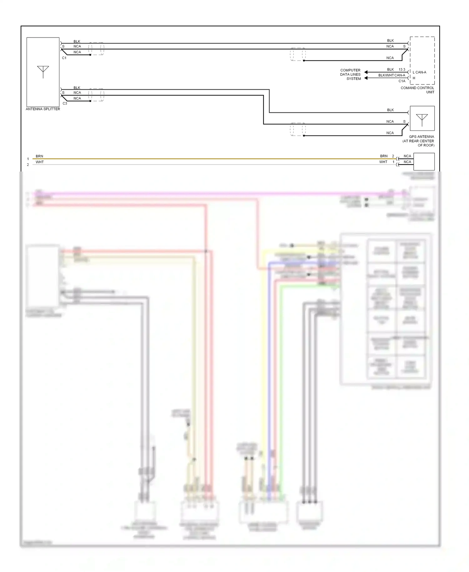 Mercedes-Benz S-class W221 (2005-2009) upper control panel module wiring diagram  (3 of 3)