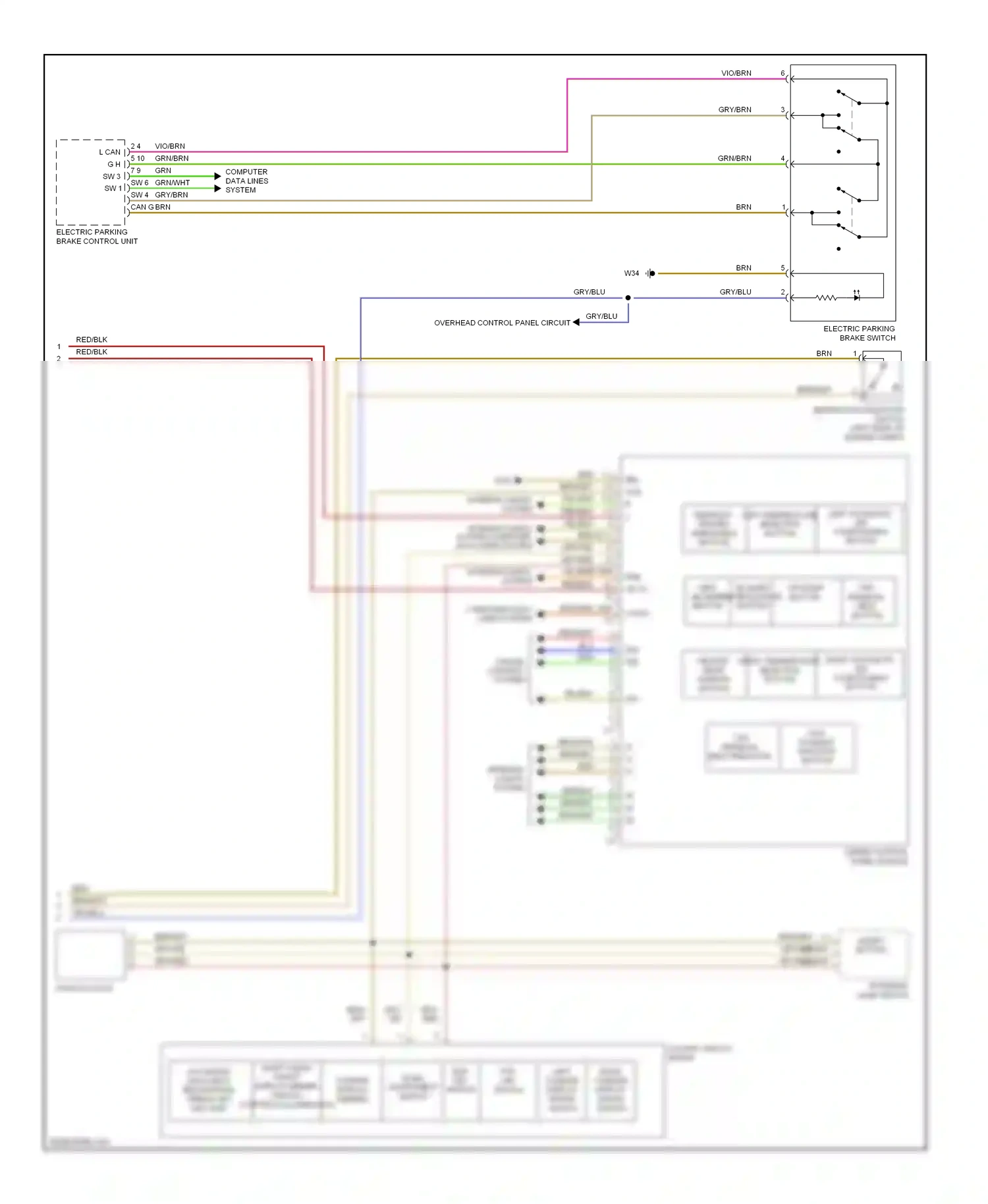 Mercedes-Benz S-class W221 (2005-2009) upper control panel module wiring diagram  (2 of 3)