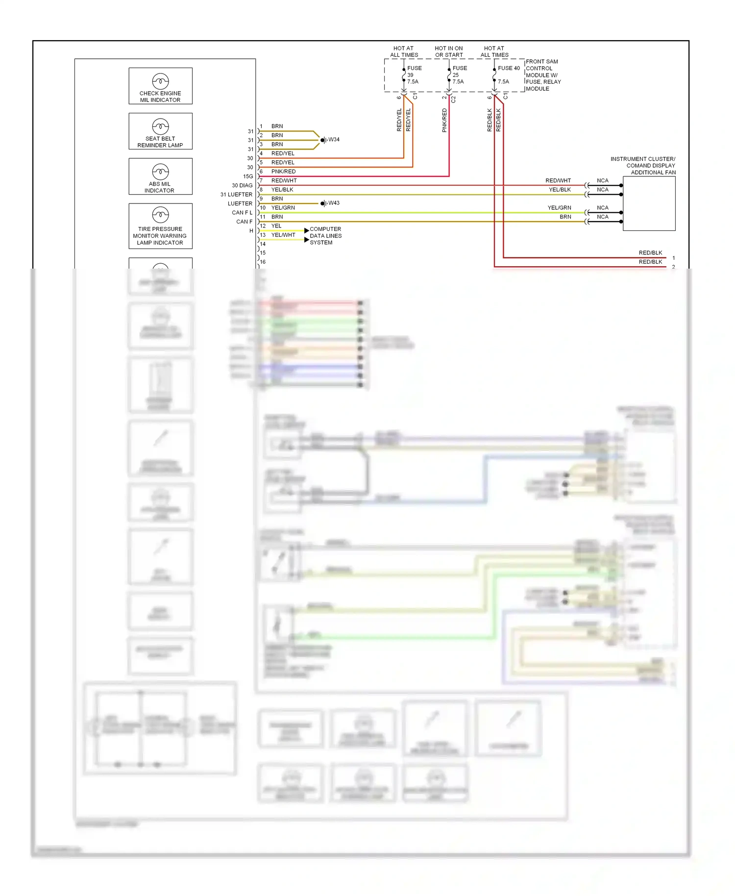 Mercedes-Benz S-class AMG W221 (2006-2009) multi-function display wiring diagram  (1 of 1)
