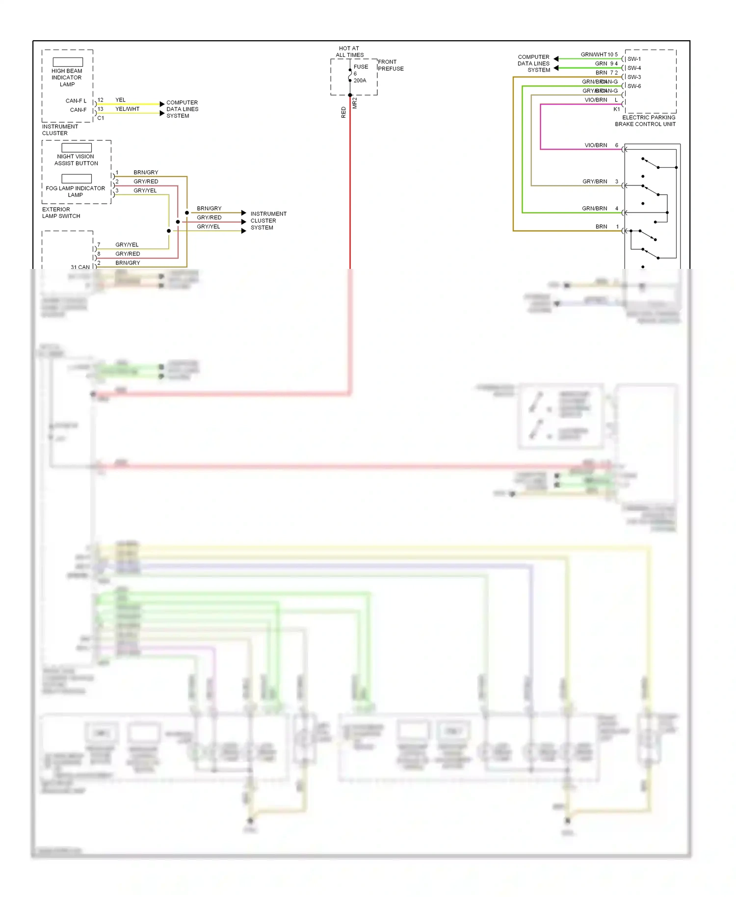 Mercedes-Benz S-class AMG W221 (2006-2009) upper control panel control module wiring diagram  (4 of 7)