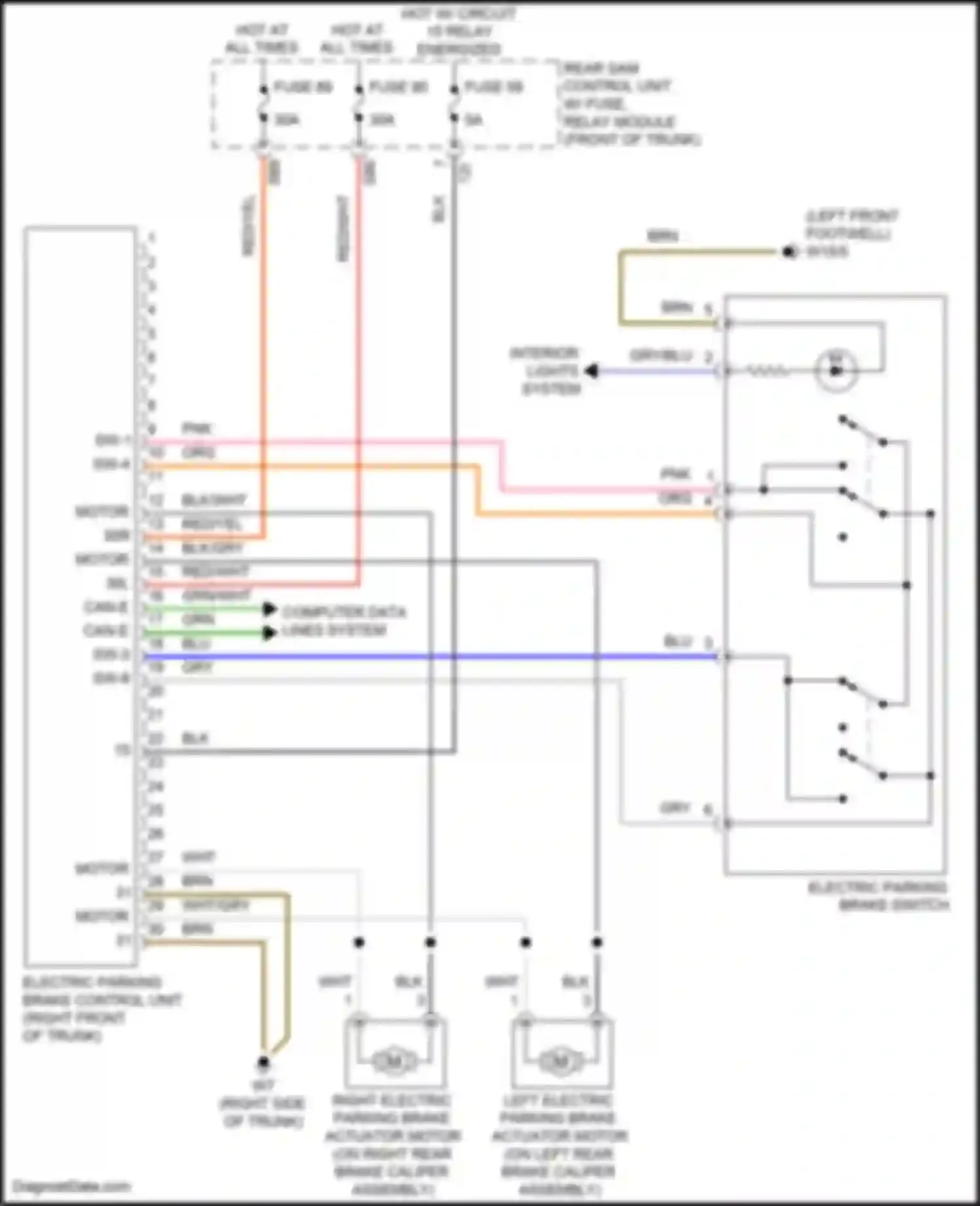 SLK-class AMG Mercedes-Benz R172 (2011-2016): Electric parking brake circuit