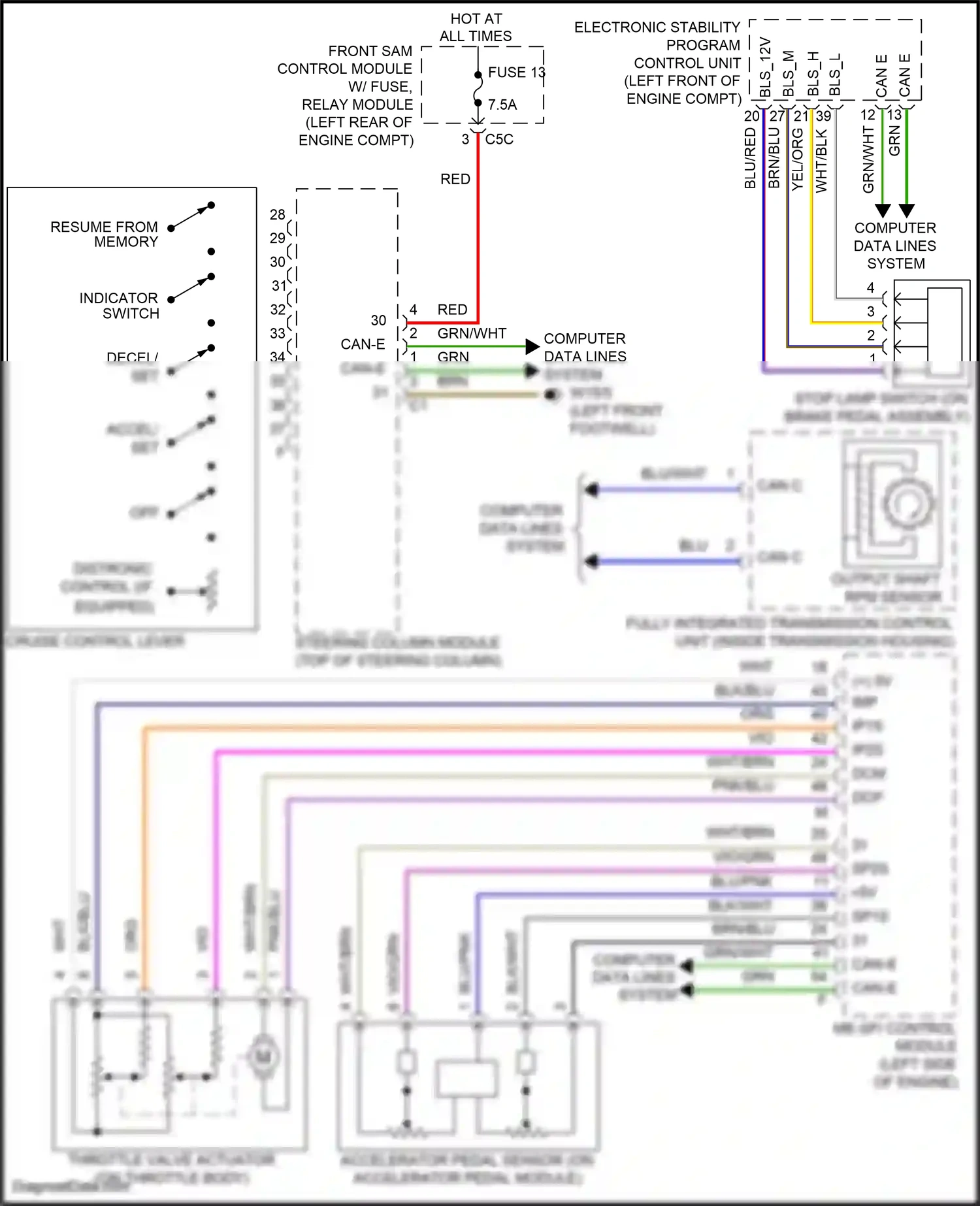 Wiring diagram electronic stability program control unit for Mercedes-Benz SLK-class AMG R172 (2011-2016) (2 of 7)