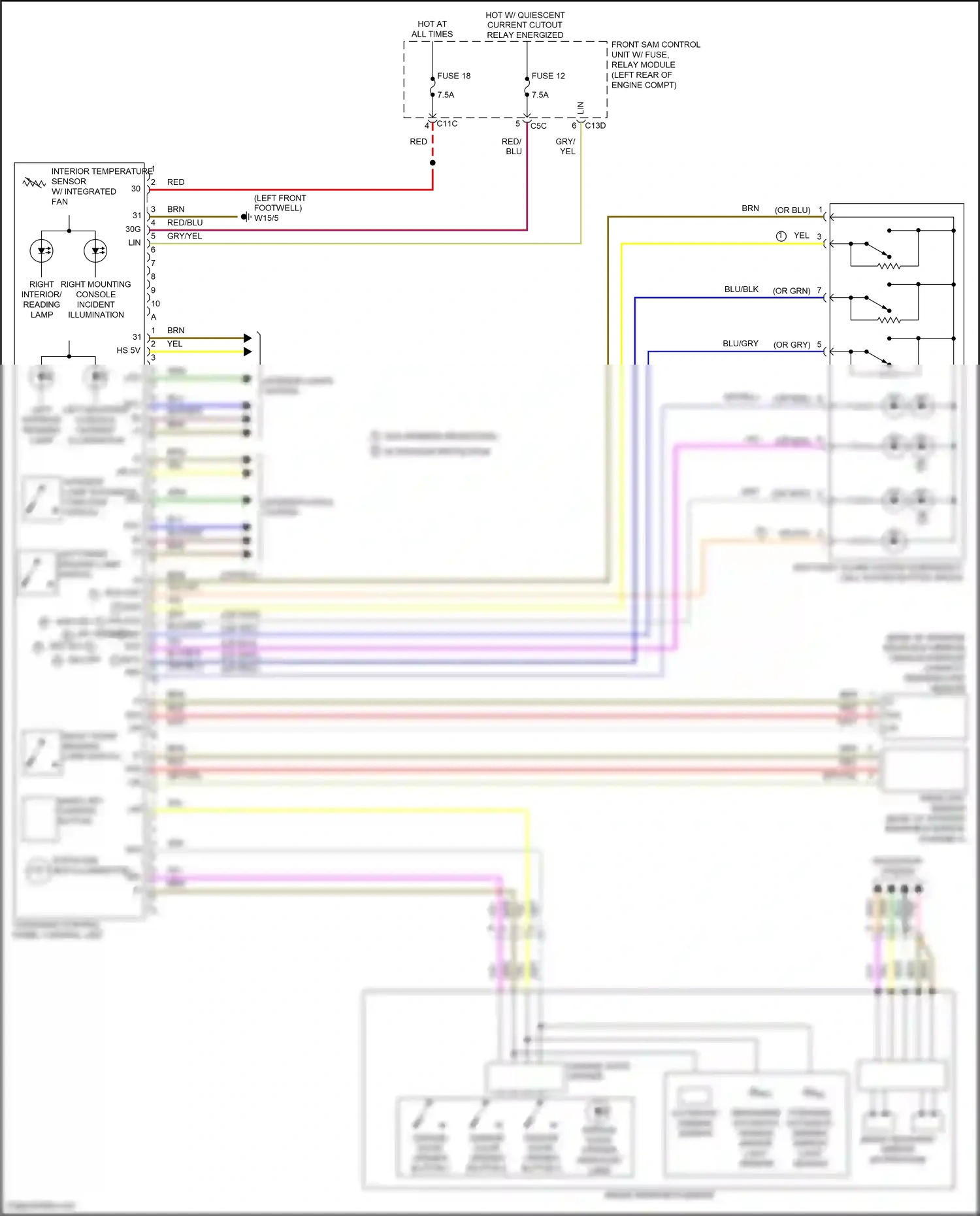 Wiring diagram interior lamp automatic function switch for Mercedes-Benz SLK-class AMG R172 (2011-2016) (2 of 2)