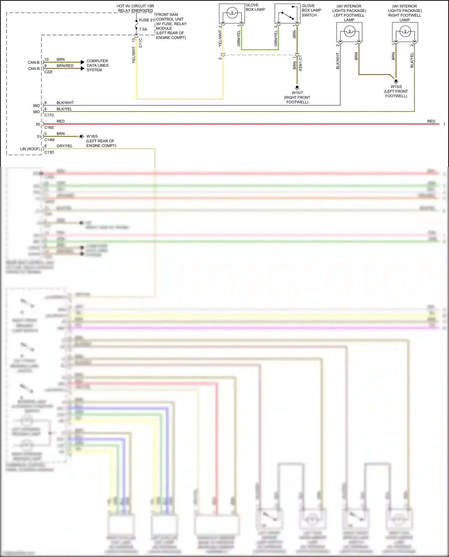 Wiring diagram interior lamp automatic function switch for Mercedes-Benz SLK-class AMG R172 (2011-2016) (1 of 2)