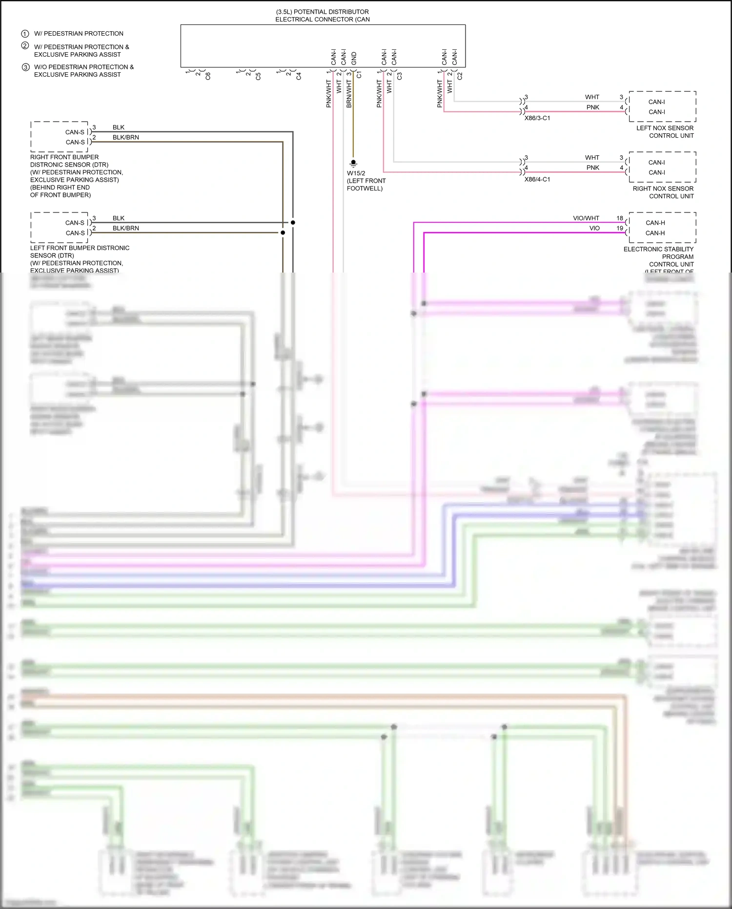 Wiring diagram left nox sensor control unit for Mercedes-Benz SLK-class AMG R172 (2011-2016) (1 of 2)