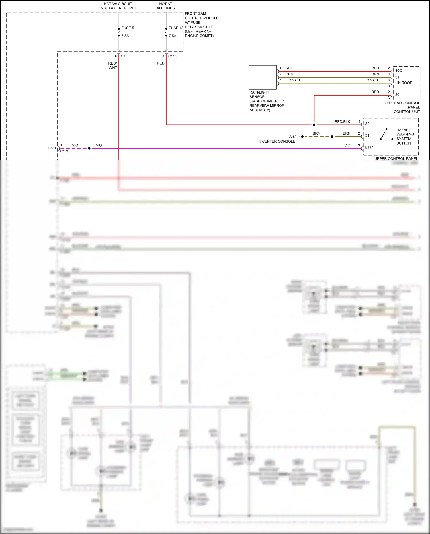 Wiring diagram overhead control panel control unit for Mercedes-Benz SLK-class AMG R172 (2011-2016) (4 of 9)