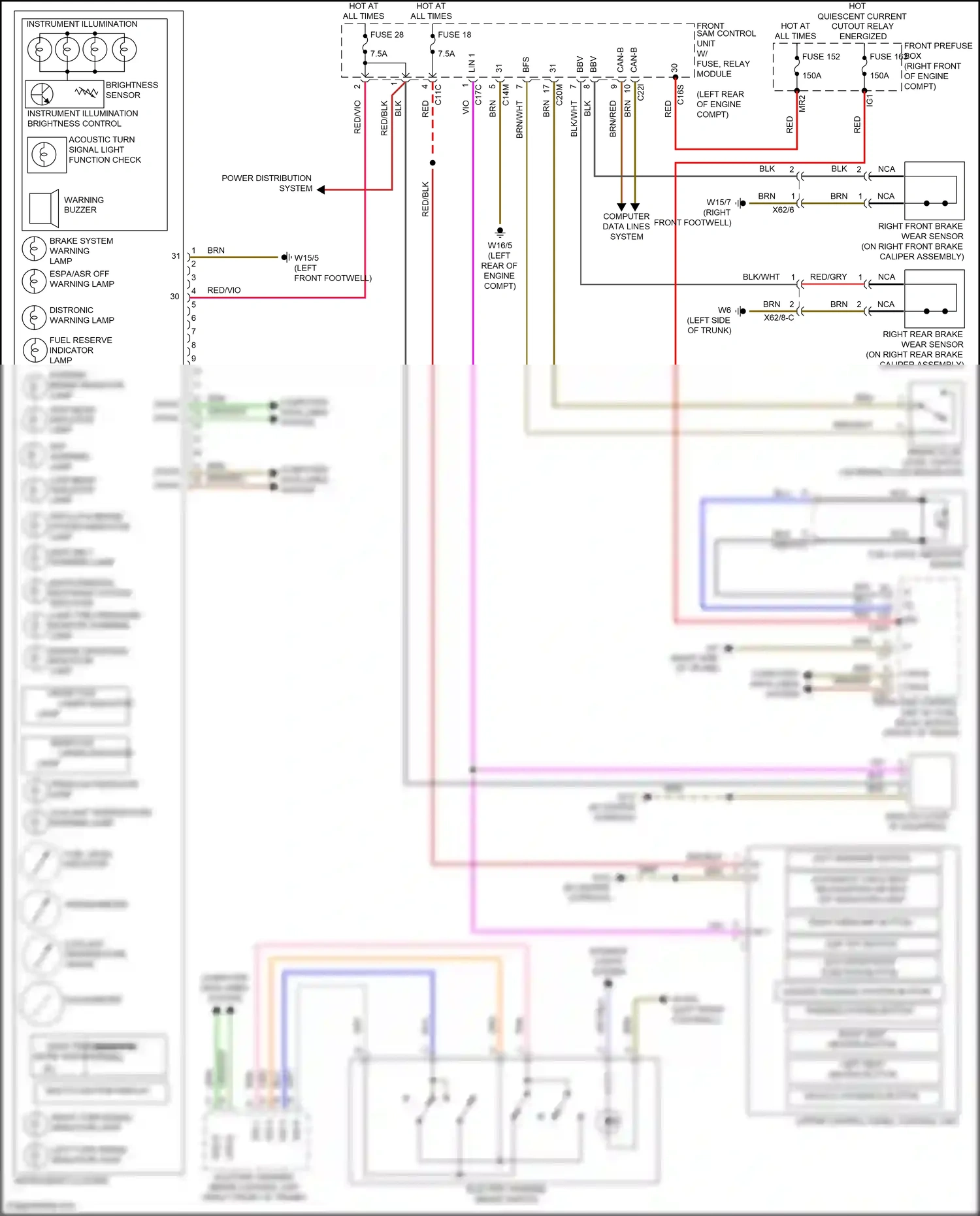 Wiring diagram upper control panel control unit for Mercedes-Benz SLK-class AMG R172 (2011-2016) (4 of 6)