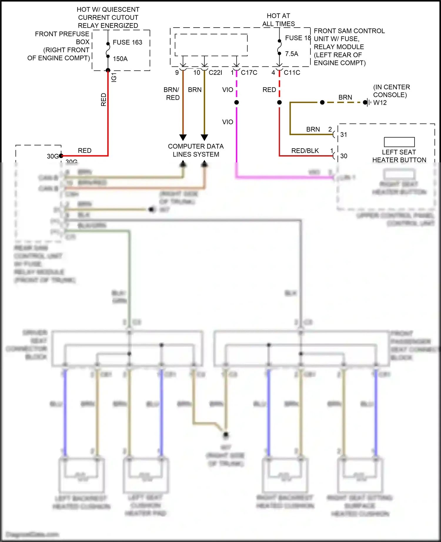 Wiring diagram upper control panel control unit for Mercedes-Benz SLK-class AMG R172 (2011-2016) (3 of 6)